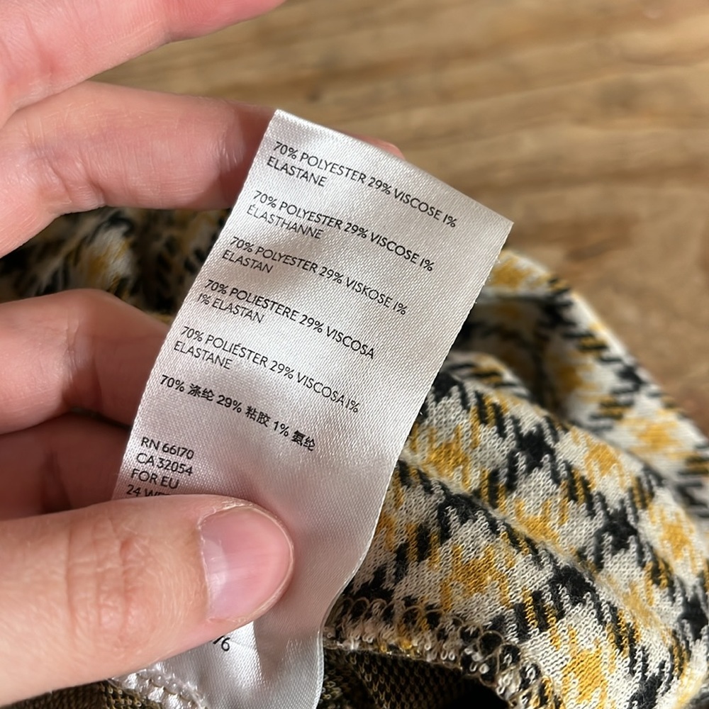 Urban Outfitters Plaid Stretch Flare Pants Yellow Black - Picture 6 of 6